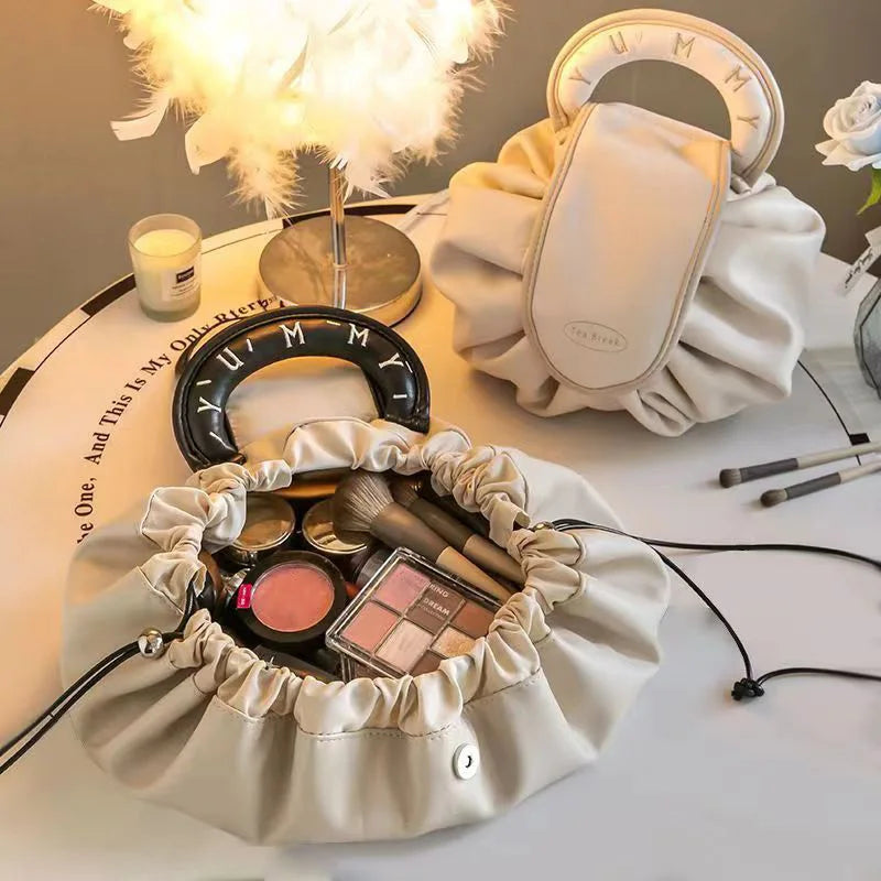 Portable Makeup Bag for Daily Use Fashion Women Large Capacity Travel Toiletry Bags Ladies Drawstring Cosmetic Storage Pouch